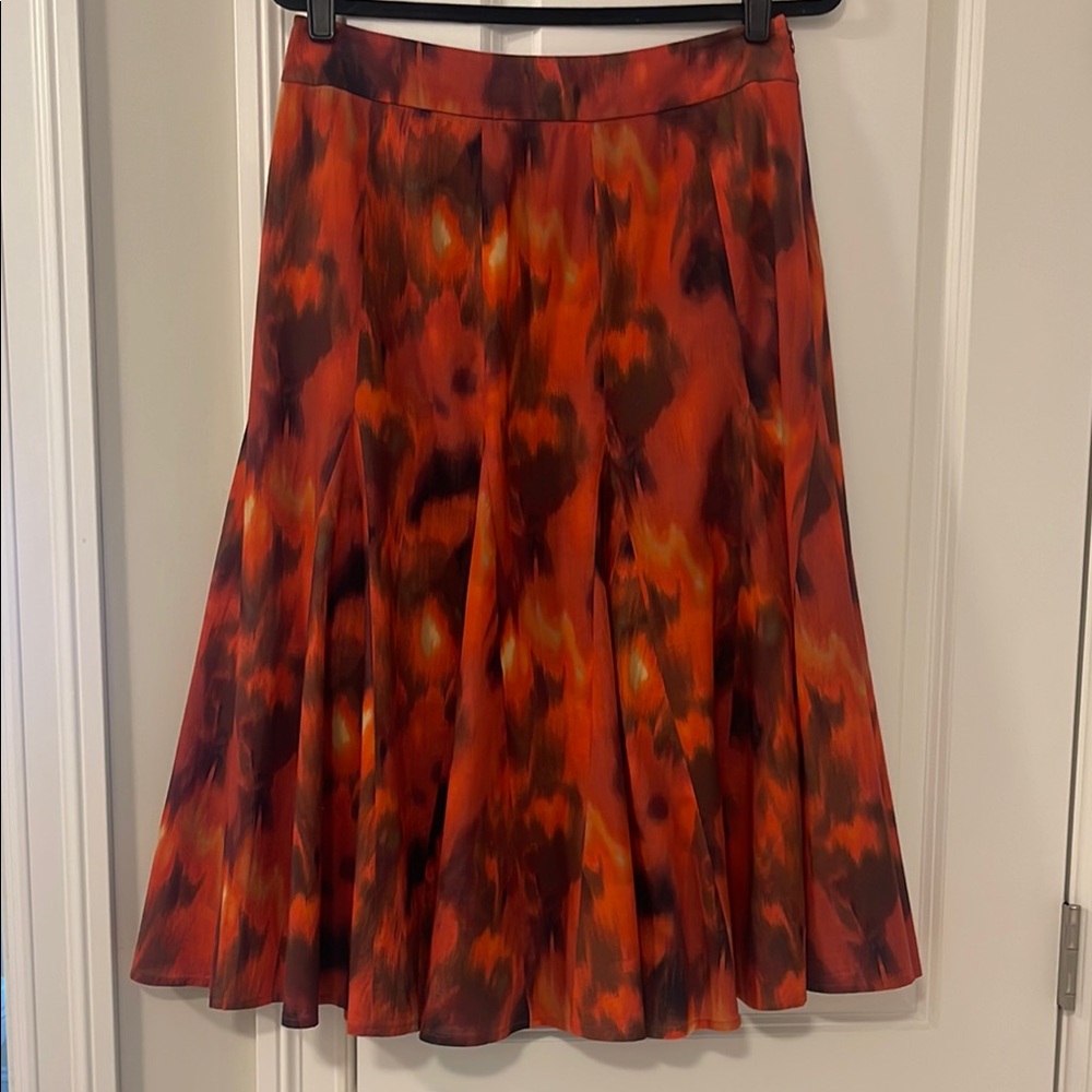 Coldwater Creek Petite Orange Multi Color Midi Skirt